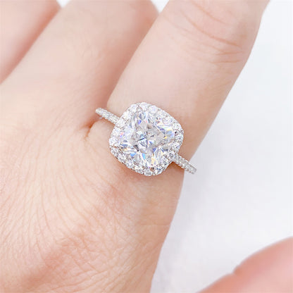 2026 Summer Collection: 2.5 Carat Cushion Cut Moissanite Ring | S925 Silver Ring | Caratix