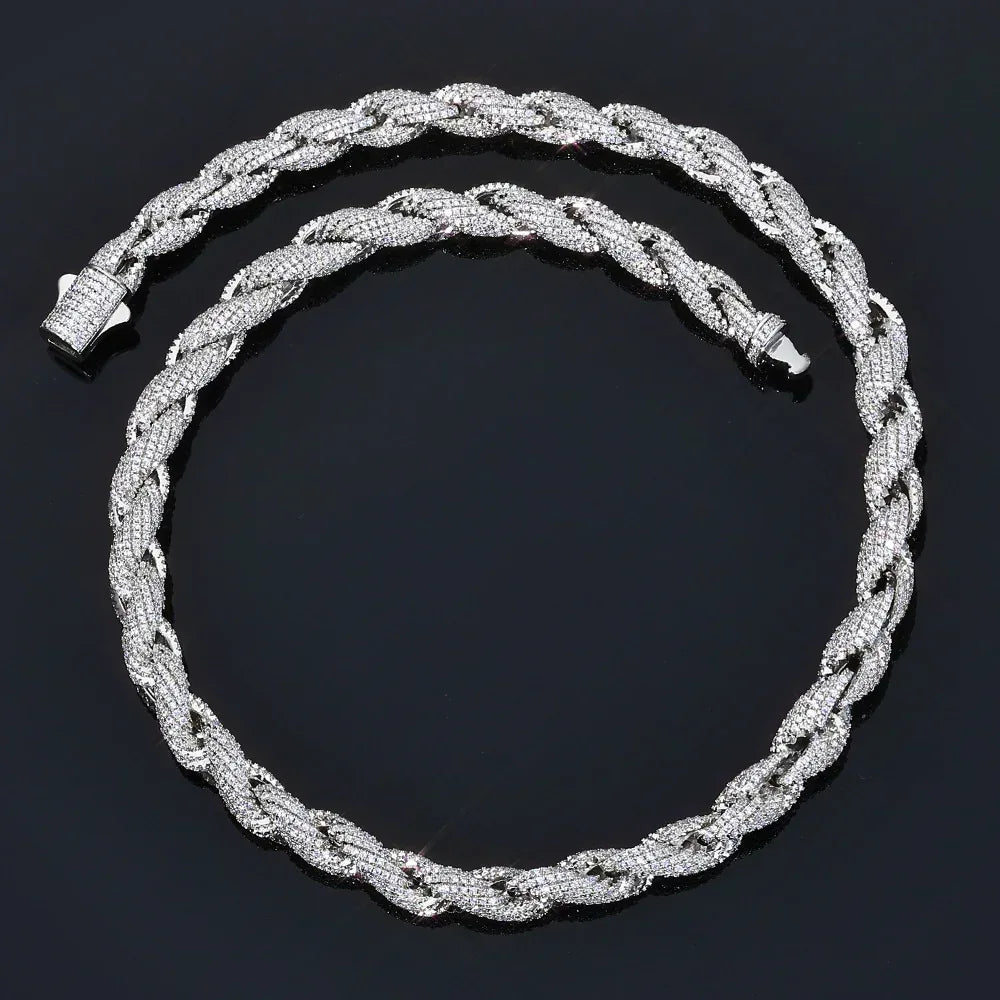 Iced Out Rope Chain Necklace Zircon Gold Chain Rapper Style | Caratix Jewelry - CaratixJewelry