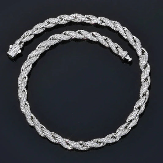 Iced Out Rope Chain Necklace Zircon Gold Chain Rapper Style | Caratix Jewelry - CaratixJewelry