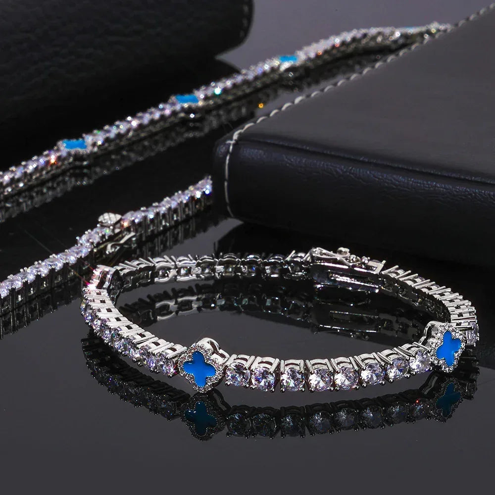 Iced Out Tennis Necklace Zircon Floral Charm Hip Hop Jewelry for Women | Caratix Jewelry - CaratixJewelry