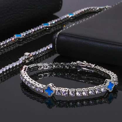Iced Out Tennis Necklace Zircon Floral Charm Hip Hop Jewelry for Women | Caratix Jewelry - CaratixJewelry