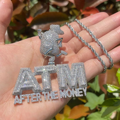 Iced Out "ATM" Money Machine Pendant | Women's Real Copper CZ Necklace - CaratixJewelry