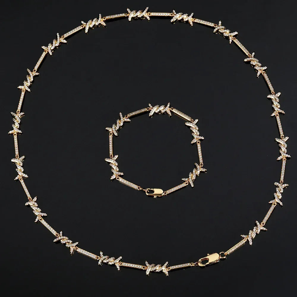 2.5mm Thorn Chain Zircon Necklace with Box Clasp for Couples | Caratix Jewelry - CaratixJewelry