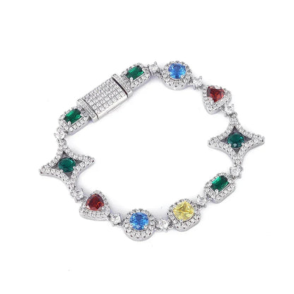 Geometric Gemstone Zircon Hip Hop Bracelet Gold Chain Rapper Style for Men | Caratix Jewelry - CaratixJewelry