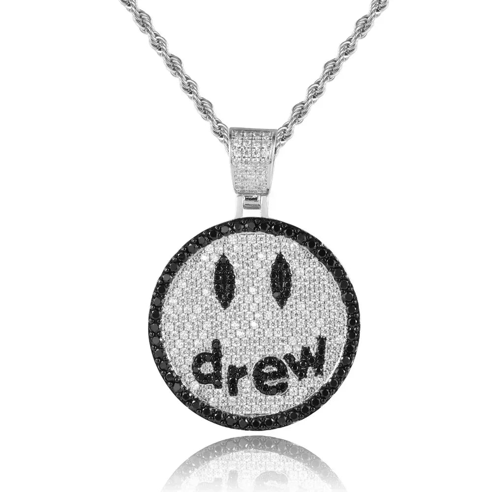 Drew Smiley Face Pendant Necklace with Micro-Pave Zircon for Men | Caratix Jewelry - CaratixJewelry