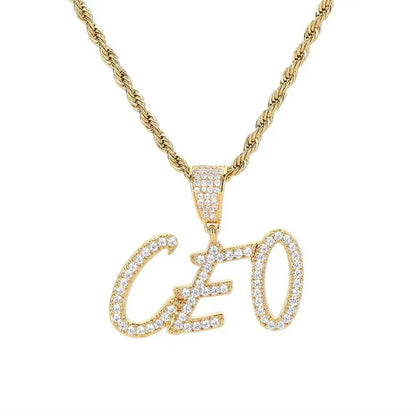 DIY Calligraphy Letter and Number Pendant Necklace with Micro-Pave Zircon for Men and Women | Caratix Jewelry - CaratixJewelry