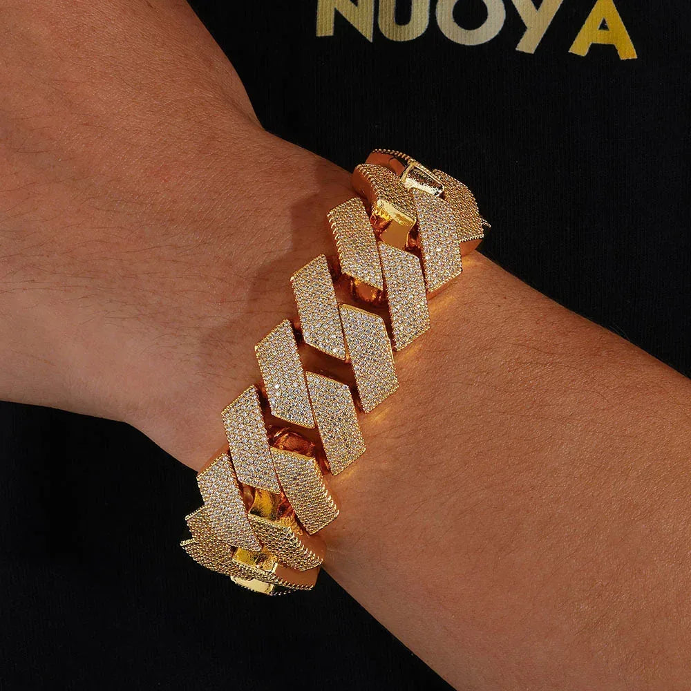26mm Six Row Iced-Out Cuban Link Bracelet - CaratixJewelry