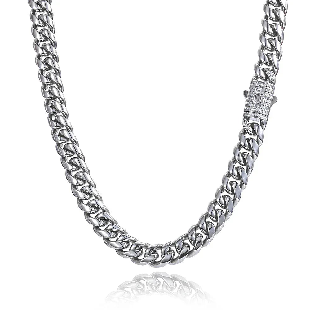 Custom Round-Polished Cuban Link with Clasp | High-End Rapper Iced Out Chain | Caratix - CaratixJewelry