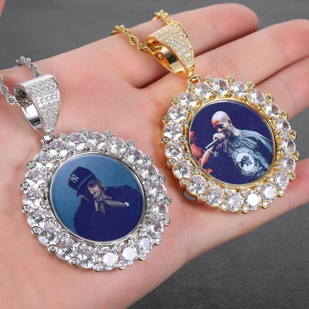 Custom Photo Pendant Iced Out Moissanite Necklace with Micro-Pave Zircon Frame for Men | Caratix Jewelry - CaratixJewelry