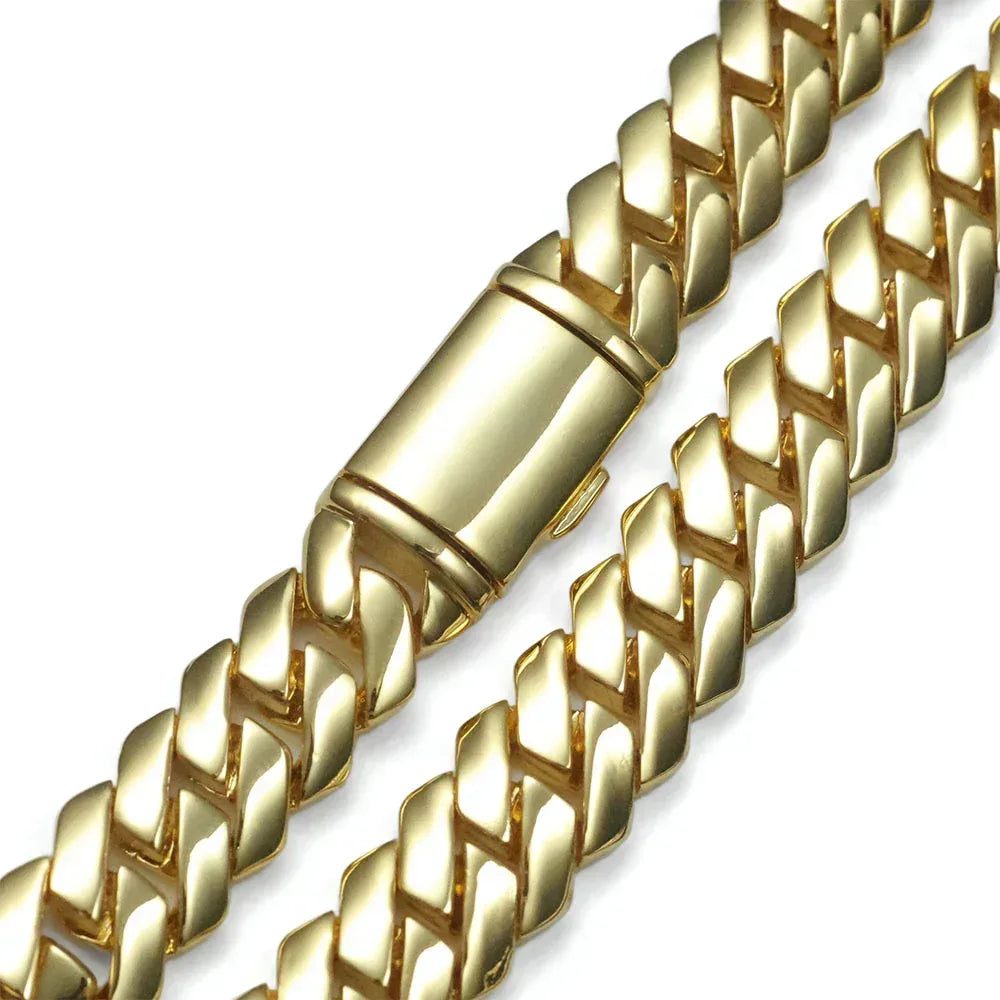 12mm Polished Cuban Link Hip Hop Bracelet Rapper Iced Out Chain Style for Men | Caratix Jewelry - CaratixJewelry