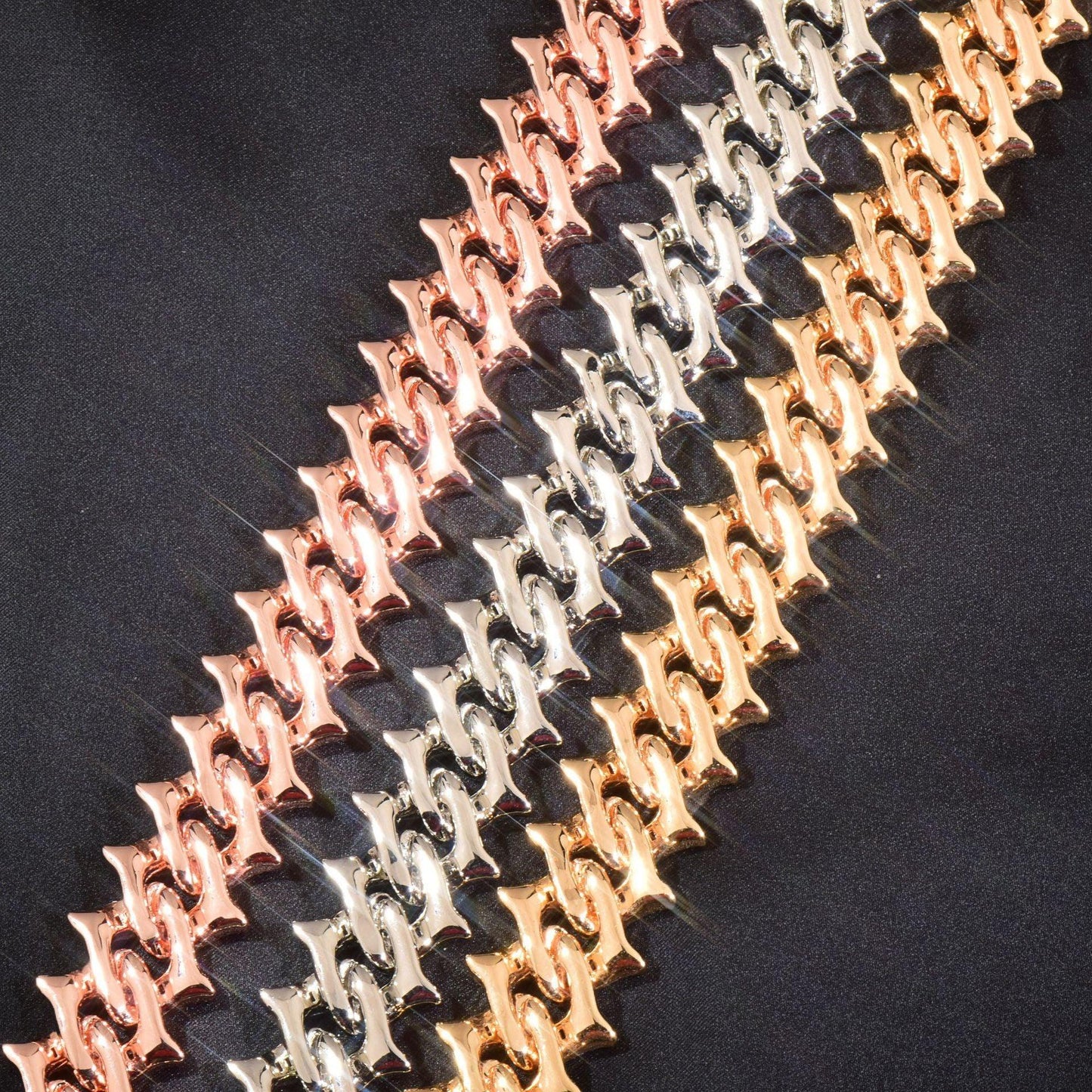 15mm Beard Step Cut Cuban Chain Necklace with Copper & Zircon - CaratixJewelry