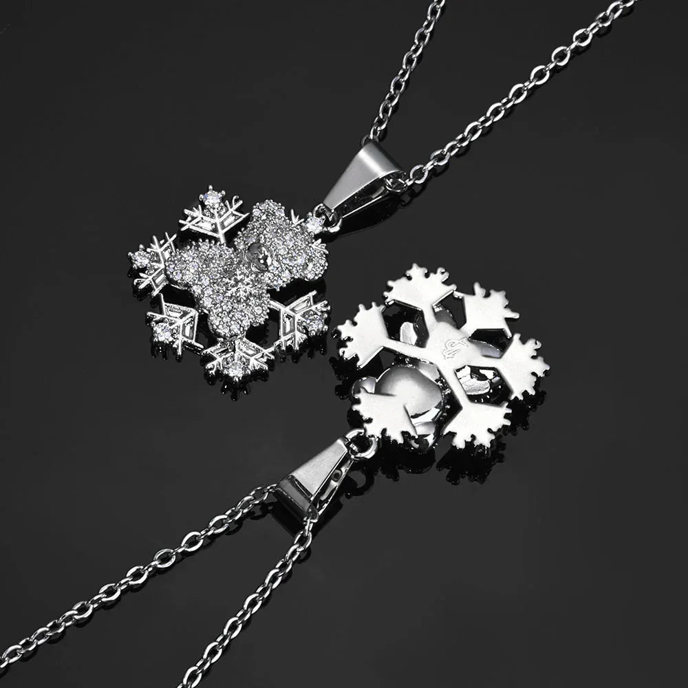 Bear Snowflake Pendant Necklace Zircon Hip Hop Jewelry for Women | Caratix Jewelry - CaratixJewelry