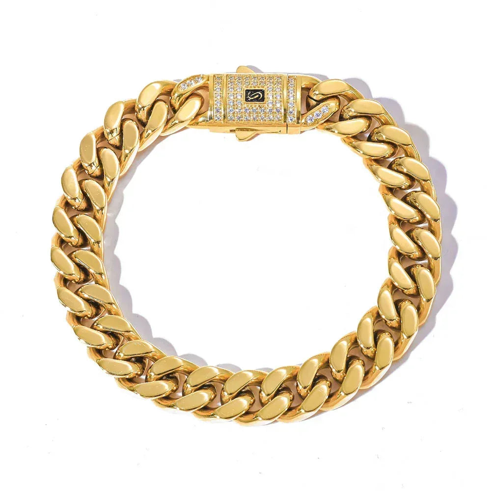 Custom 14K Gold 4-Sided -Cut Cuban Bracelet Caratix - CaratixJewelry