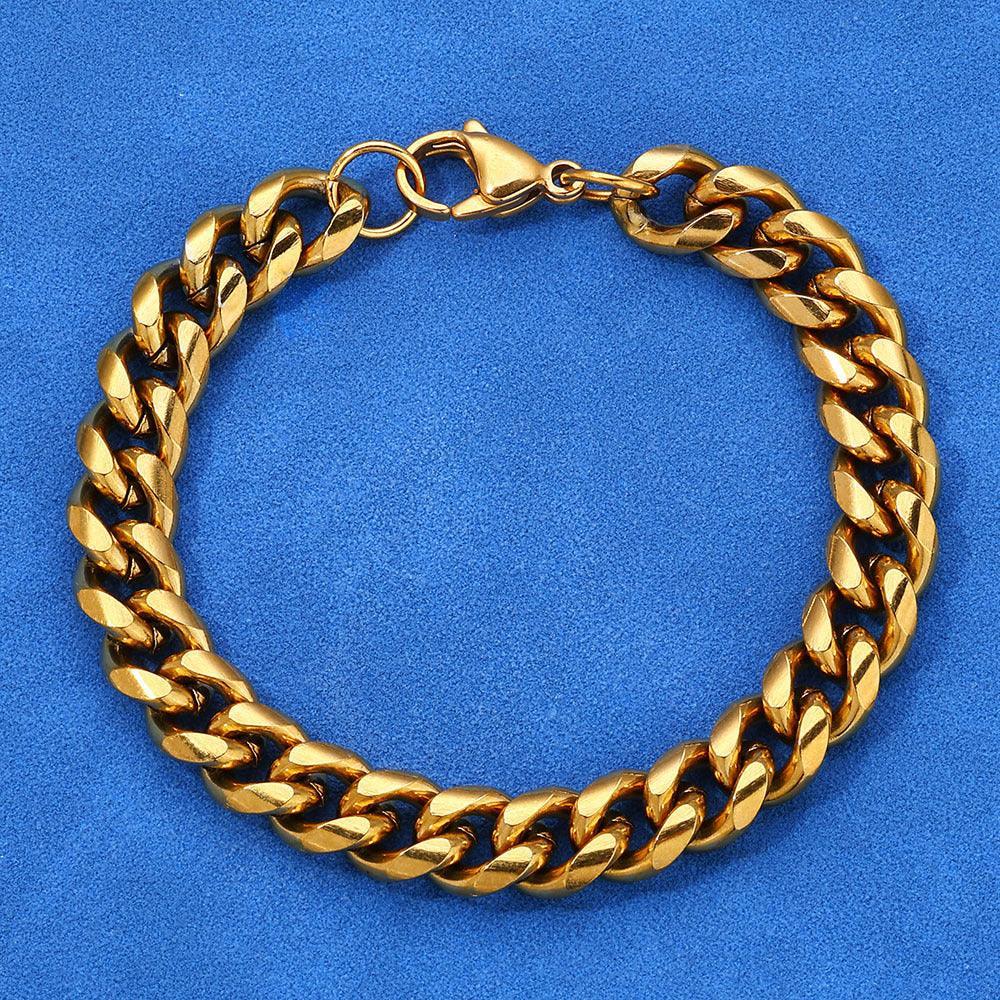 Rounded Cuban Link Stainless Steel Necklace with Lobster Clasp Gold Chain Rapper Style for Men | Caratix Jewelry - CaratixJewelry