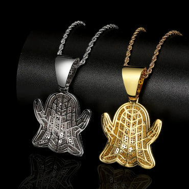 Large Tongue Out Ghost Pendant Necklace with Micro-Pave Zircon for Men | Caratix Jewelry - CaratixJewelry