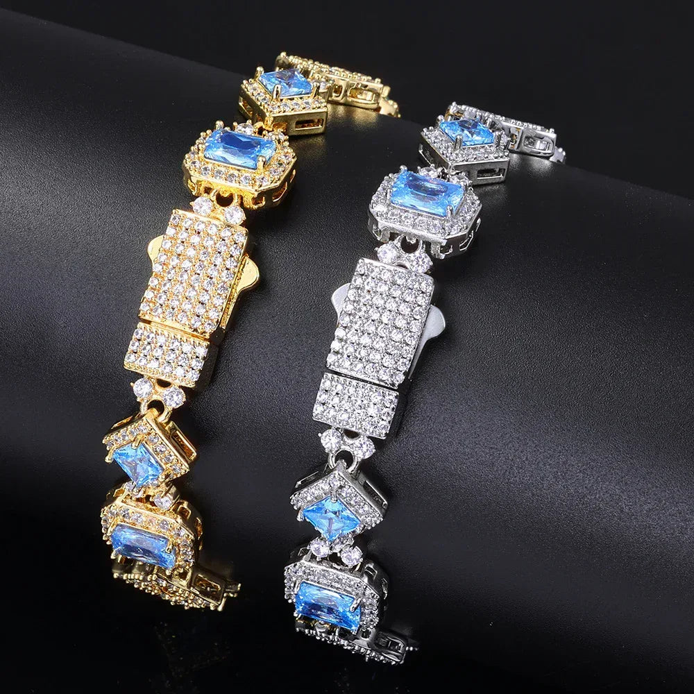 11mm Geometric Blue Zircon Hip Hop Jewelry Necklace for Men | Caratix Jewelry - CaratixJewelry