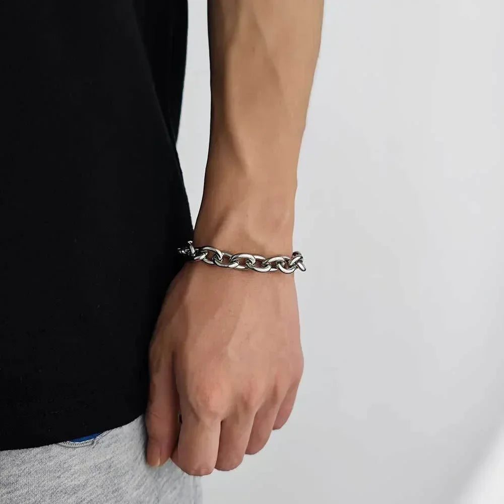 12mm Stainless Steel Cross and O-Link Bracelet - CaratixJewelry
