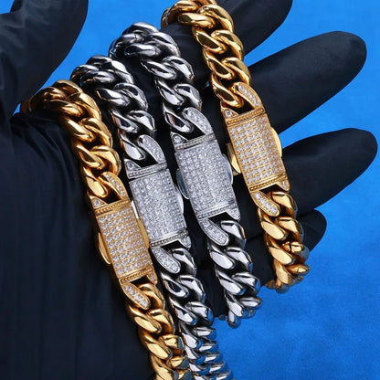 12mm Rounded Cuban Chain Necklace Titanium Steel for Men | Caratix Jewelry - CaratixJewelry