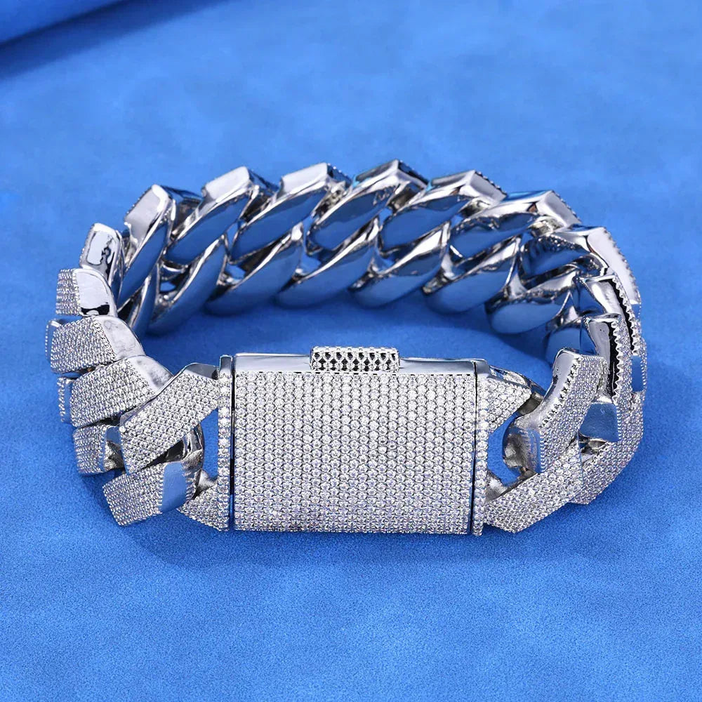 Iced Out Cuban Bracelet Six Row Zircon Cuban Link Gold Chain Style - CaratixJewelry