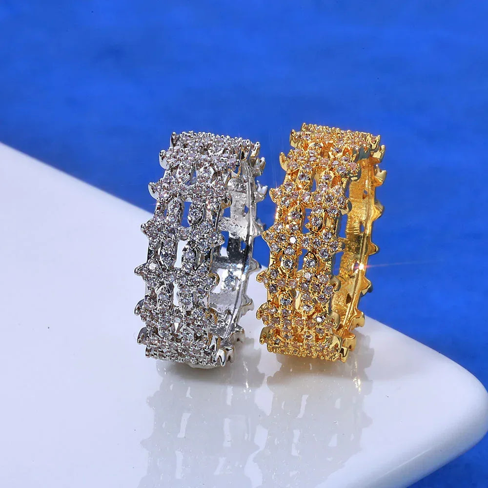 8mm Iced Out Micro Pave Ring Zircon Bling Jewelry for Men | Caratix Jewelry - CaratixJewelry