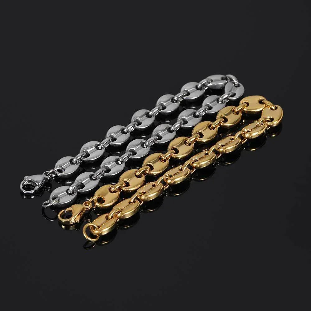 8mm Pig Nose Link Stainless Steel Bracelet with Vacuum Plating for Men | Caratix Jewelry - CaratixJewelry