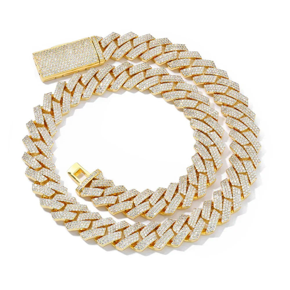 Custom 3 Row Rhombus Cuban Link Gold Chain for Rapper | Caratix - CaratixJewelry