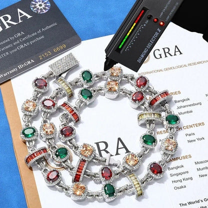 Colored Gemstone Moissanite Necklace – S925 Sterling Silver Iced-Out Hip Hop Men’s Trendy Streetwear Jewelry - CaratixJewelry