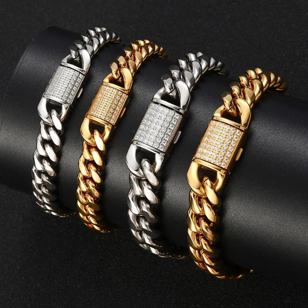 Cuban Link Zircon Hip Hop Bracelet Gold Chain Rapper Caratix - CaratixJewelry