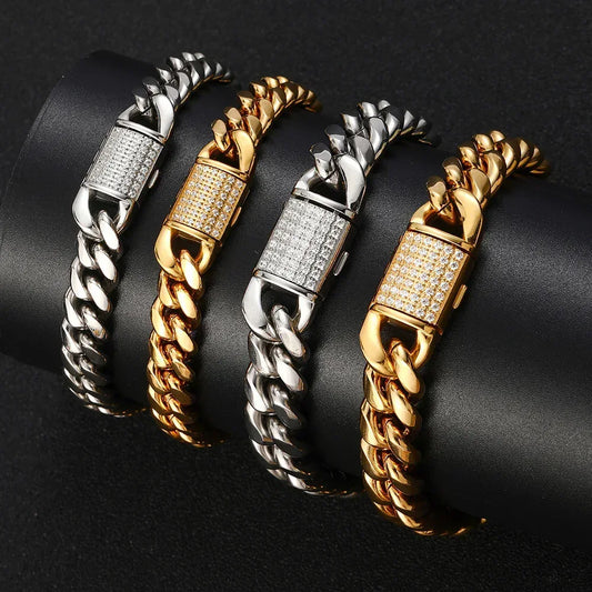 Cuban Link Zircon Hip Hop Bracelet Gold Chain Rapper Caratix - CaratixJewelry