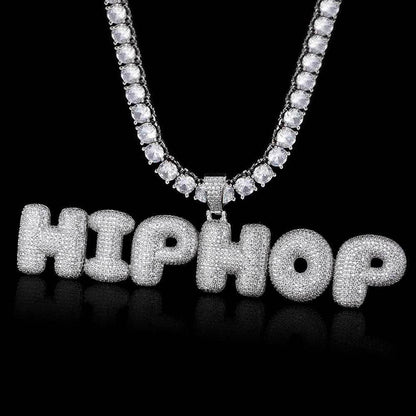 Bubble Letter Pendant Necklace with Micro-Pave Zircon for Men | Creative Hip Hop Jewelry | Caratix Jewelry - CaratixJewelry