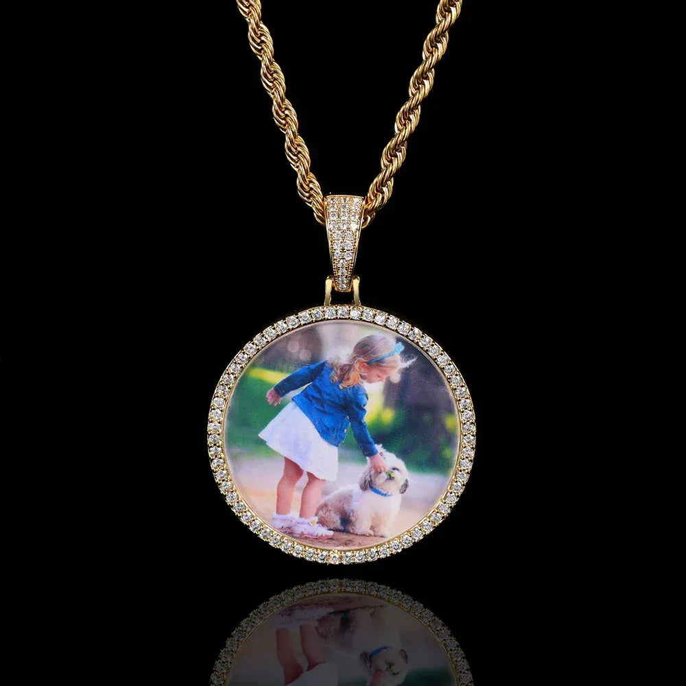 Custom Photo Pendant Hip Hop Necklace with Copper Frame and Zircon for Men | Caratix Jewelry - CaratixJewelry
