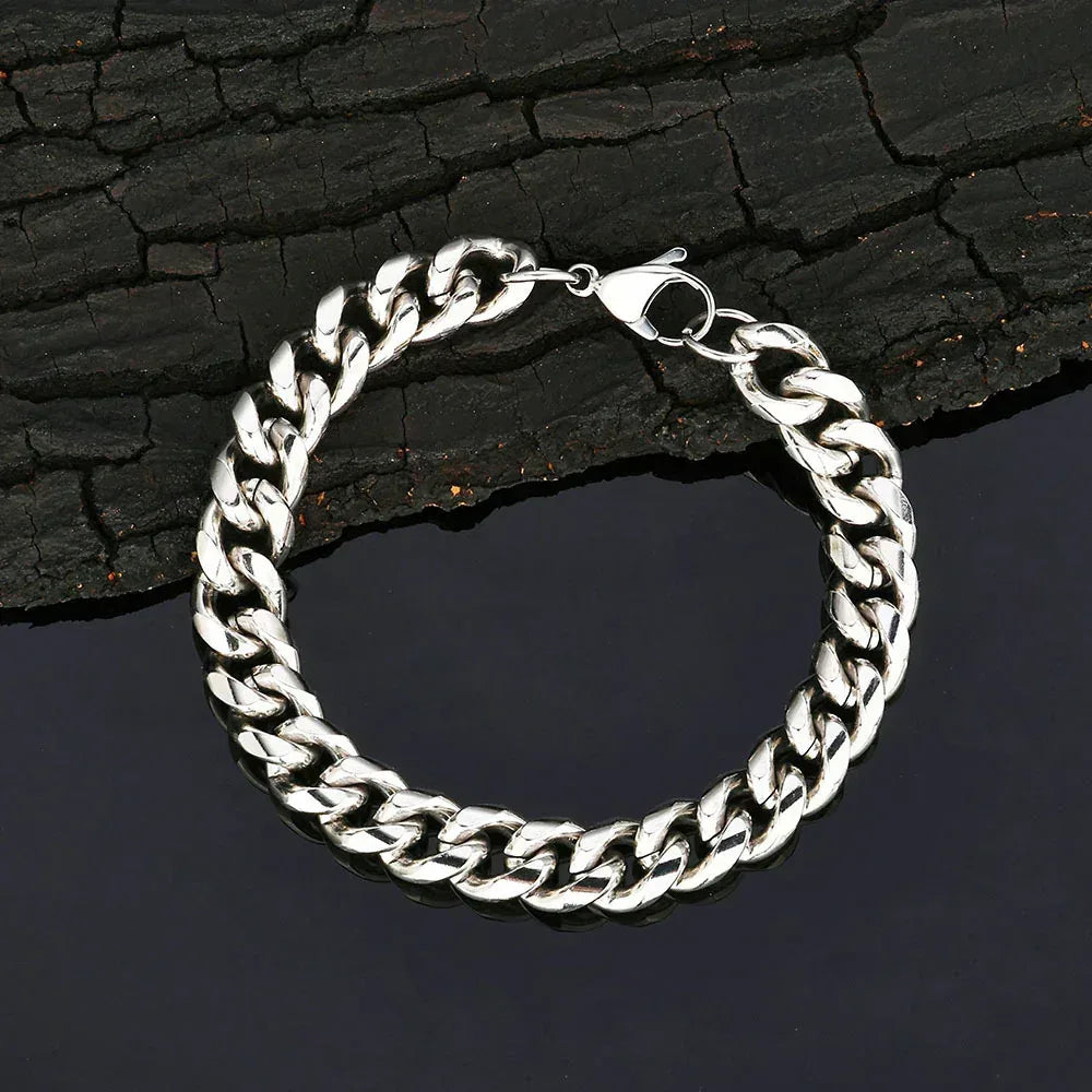 Lobster Clasp Cuban Link Bracelet with 18K Gold and Stainless Steel - CaratixJewelry