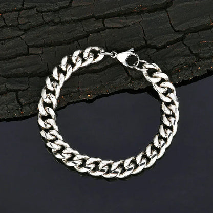 Lobster Clasp Cuban Link Bracelet with 18K Gold and Stainless Steel - CaratixJewelry