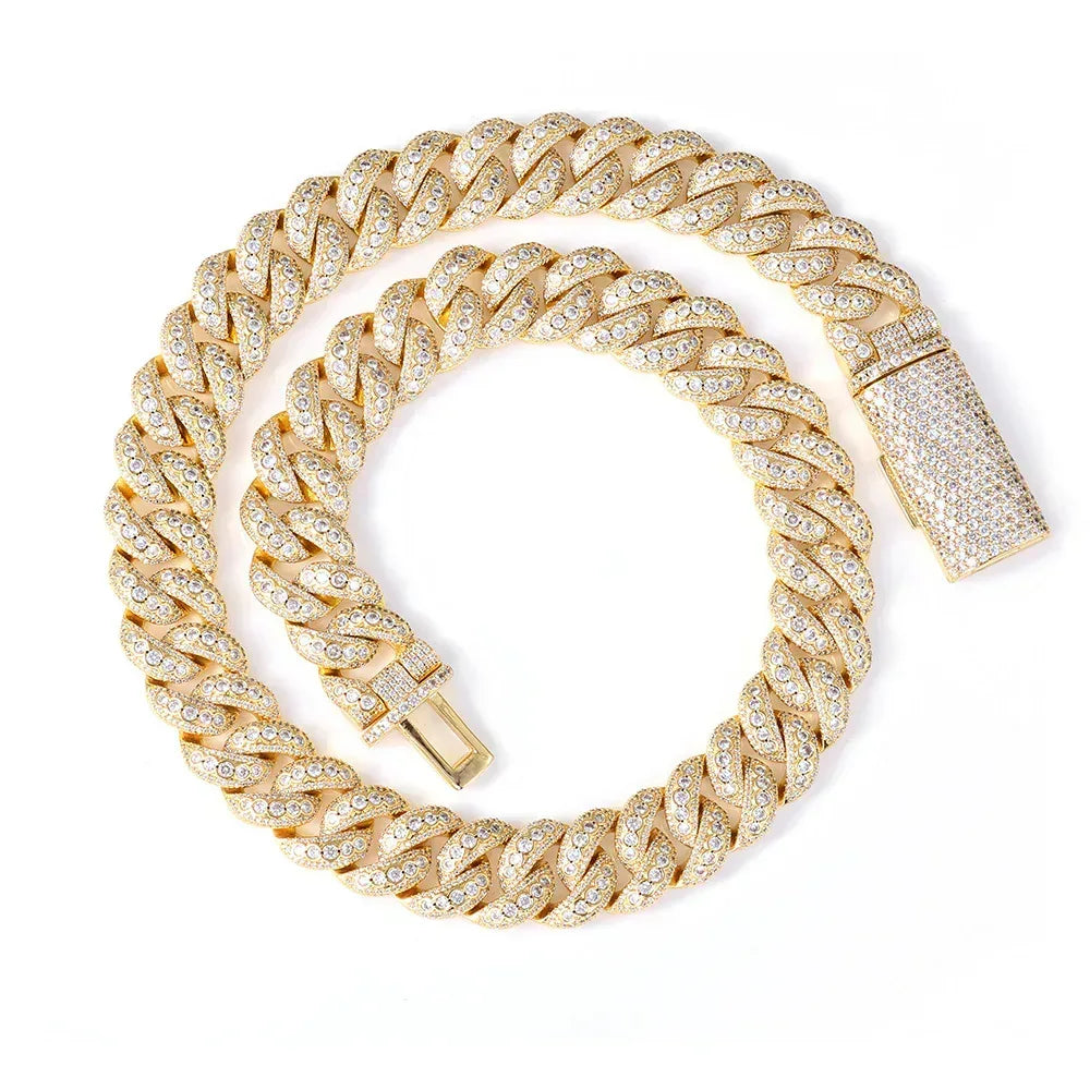 18mm Flip Clasp Full Cuban Link Necklace Hip Hop Bling Jewelry for Men | Caratix Jewelry - CaratixJewelry