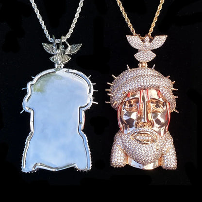Luxury Oversized Jesus & Pigeon Pendant for Men | Hip Hop Iced Out Dove Medallion | Premium Copper CZ Jewelry | 2026 Senior Sense Bling | Caratix - CaratixJewelry
