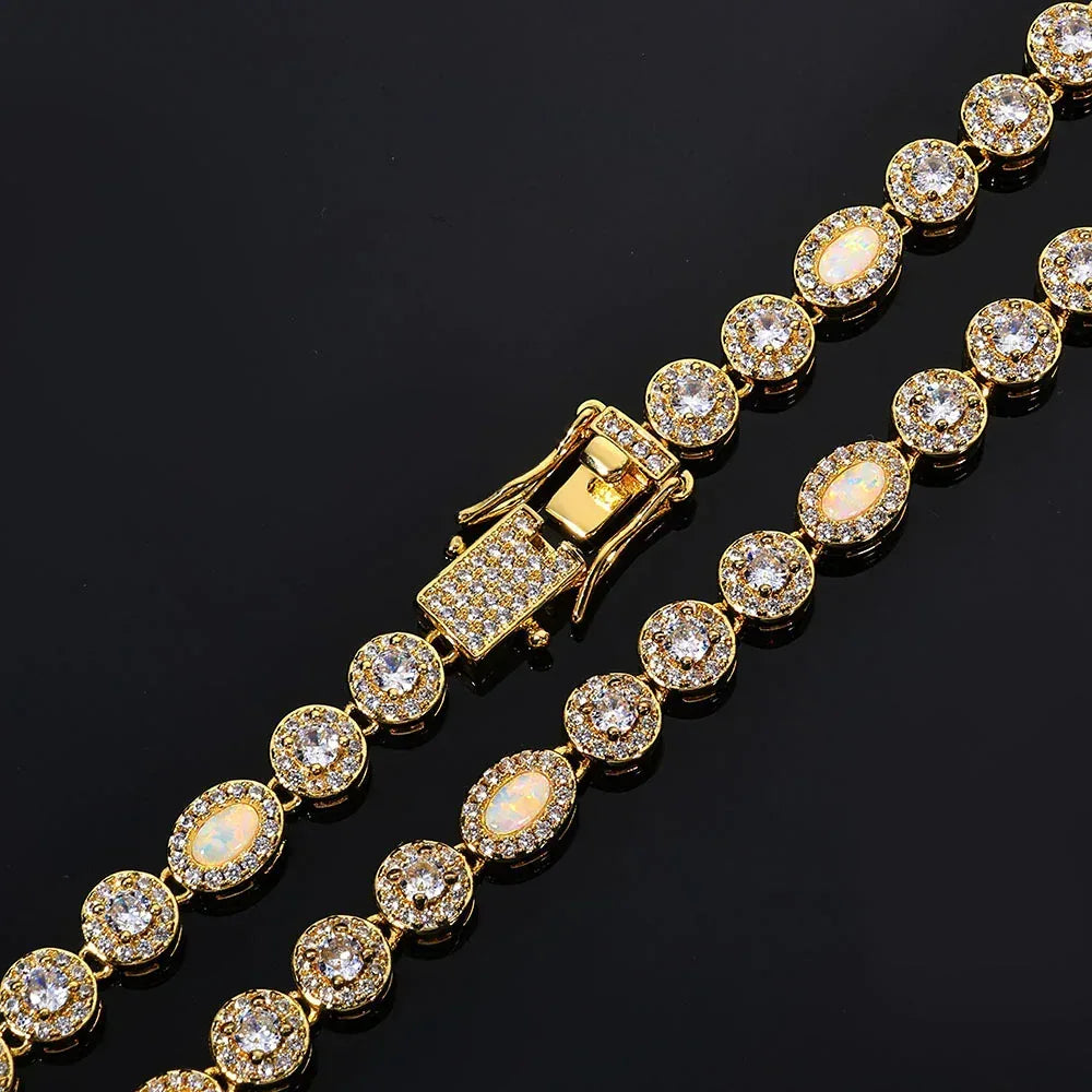 Moissanite & Opal Bead Candy Chain Necklace for Women – S925 Sterling Silver Custom Luxury Jewelry - CaratixJewelry