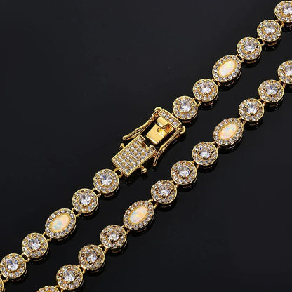 Moissanite & Opal Bead Candy Chain Necklace for Women – S925 Sterling Silver Custom Luxury Jewelry - CaratixJewelry