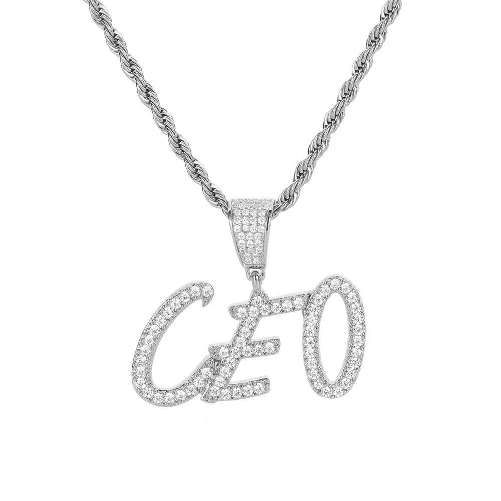 DIY Calligraphy Letter and Number Pendant Necklace with Micro-Pave Zircon for Men and Women | Caratix Jewelry - CaratixJewelry