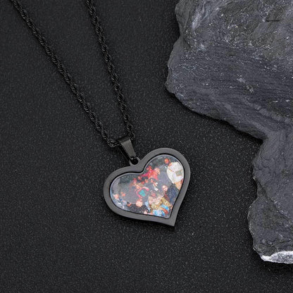 Custom DIY Stainless Steel Heart Photo Pendant Necklace for Men | Caratix Jewelry - CaratixJewelry