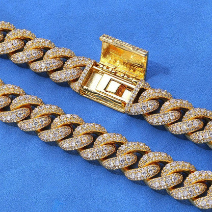 Custom Iced-Out Bubble Cuban Chain Necklace with Zircon Stones - CaratixJewelry