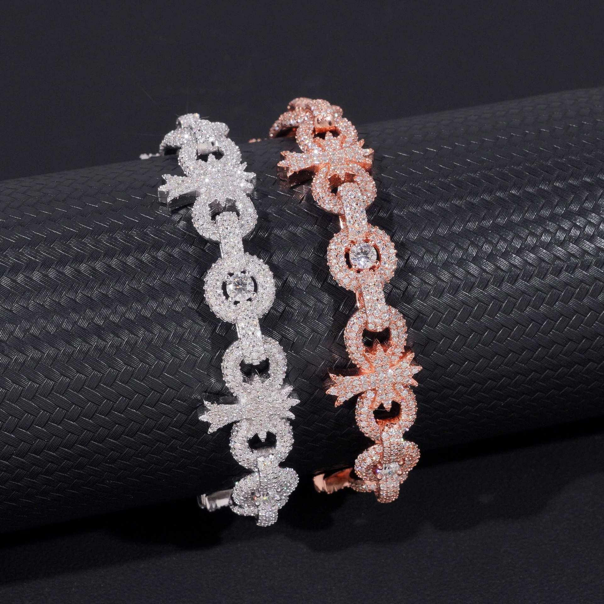 10mm Moissanite Cross Cuban Link Bracelet | S925 Silver Hip Hop Jewelry - CaratixJewelry