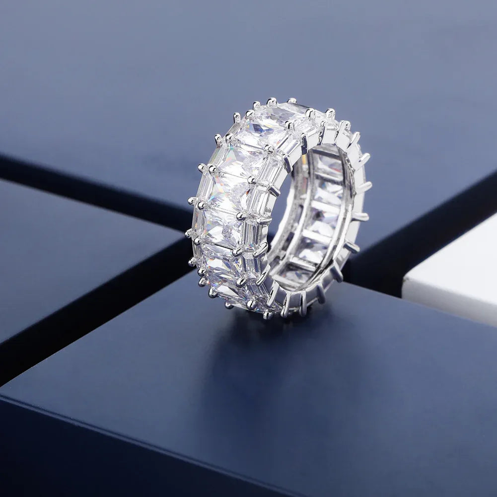Rectangular Pave Zirconia Ring | Luxury Geometric Band | Caratix