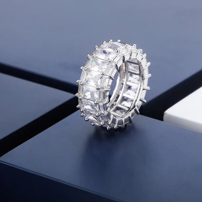 Rectangular Pave Zirconia Ring | Luxury Geometric Band | Caratix