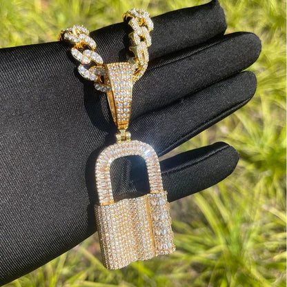 Unisex Minimalist Lock Necklace | Premium Copper CZ Sweet & Cool Accessory - CaratixJewelry