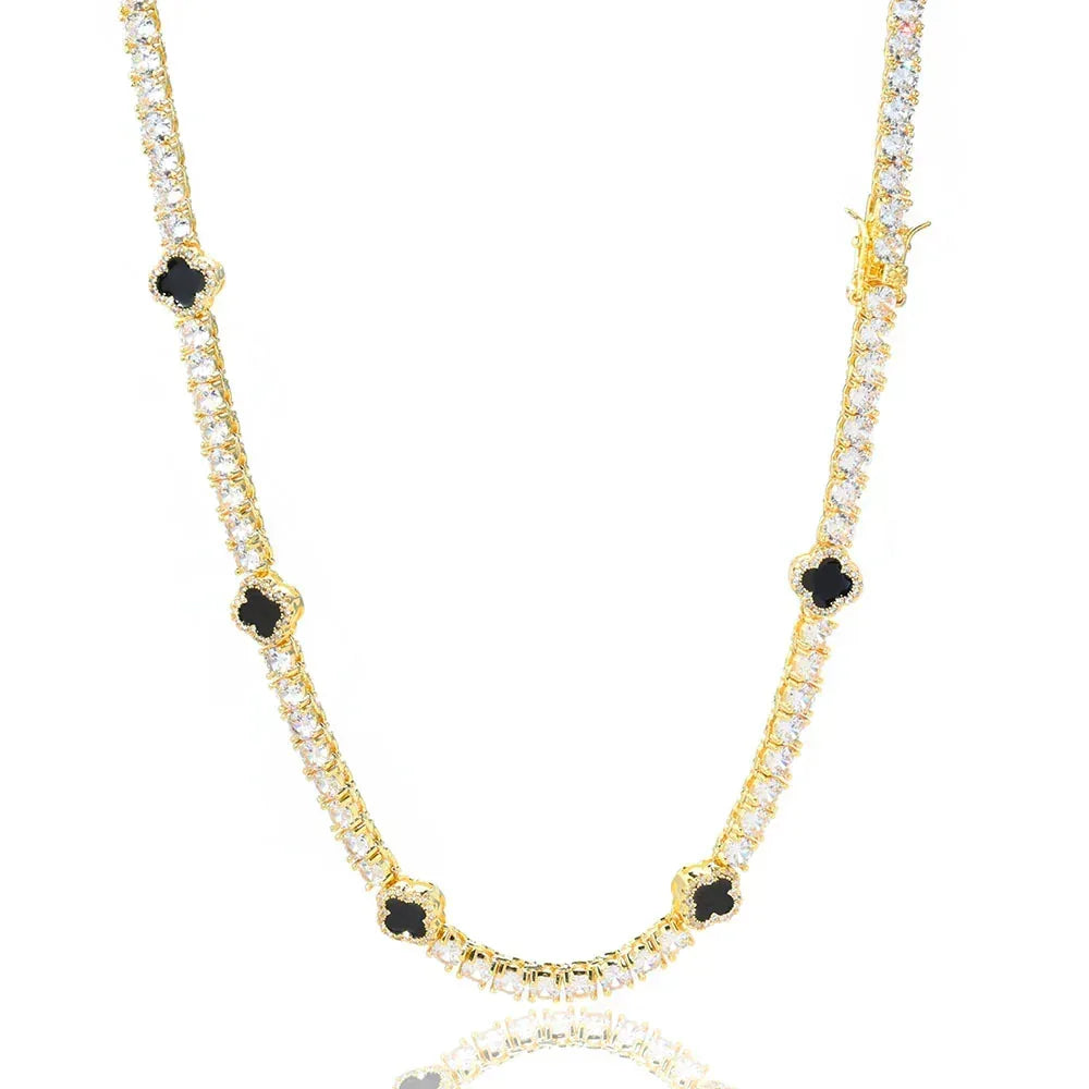 Iced Out Tennis Chain Necklace with Zircon and Drip Oil Finish for Women | Caratix Jewelry - CaratixJewelry