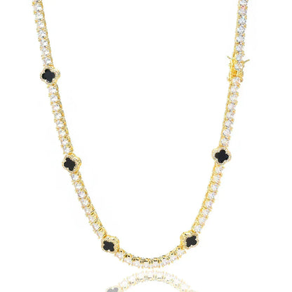 Iced Out Tennis Chain Necklace with Zircon and Drip Oil Finish for Women | Caratix Jewelry - CaratixJewelry