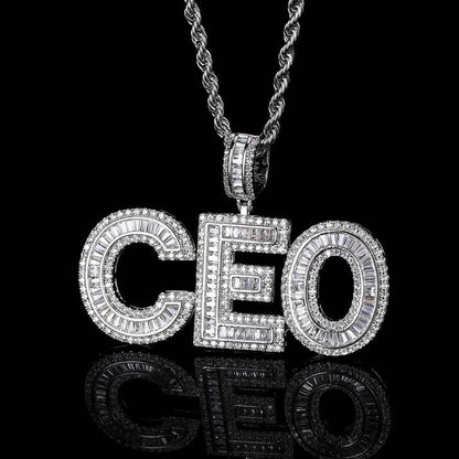 Large Iced-Out Letter and Number Pendant Necklace with Micro-Pave Zircon for Men | Creative Hip Hop Jewelry | Caratix Jewelry - CaratixJewelry
