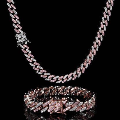 9mm Single Row Cuban Chain Necklace Zircon - CaratixJewelry