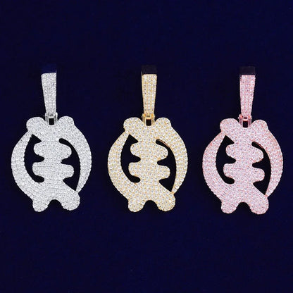 Iced Out Fish Bone Pendant | Women's Y2K Skeleton Necklace | Articulated Moving Fish Charm | Premium Copper CZ Hip Hop Jewelry | Cute & Edgy Bling | Caratix - CaratixJewelry