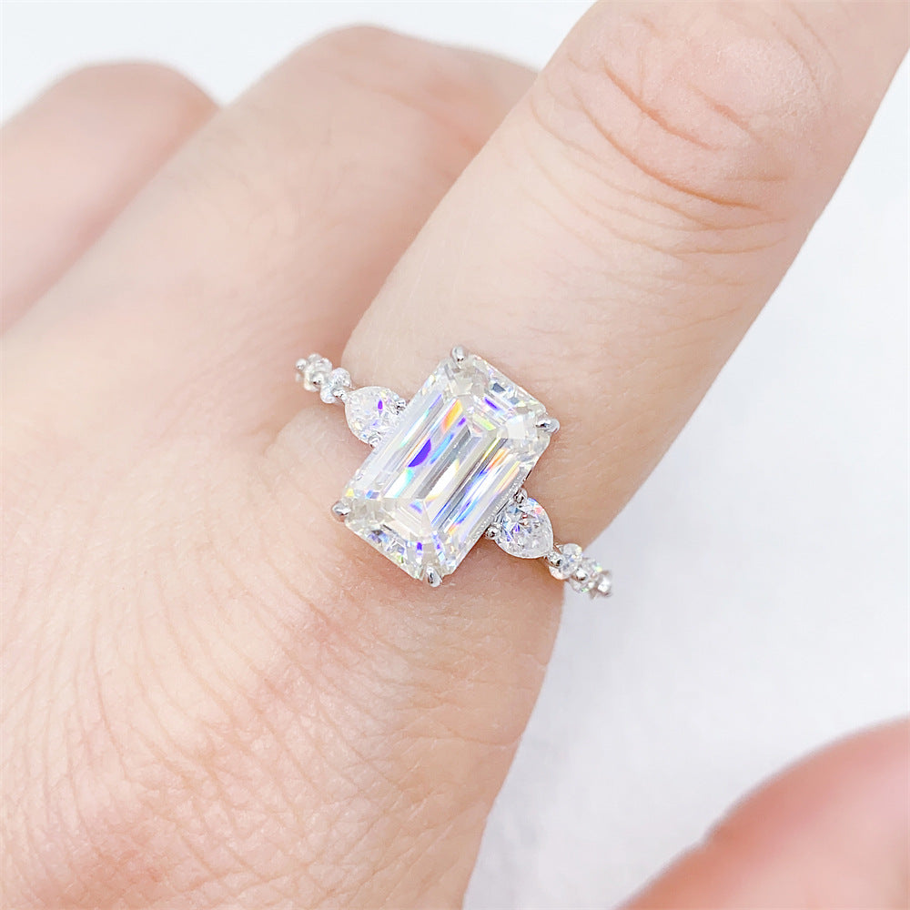 2026 Summer New S925 Silver 4ct Princess Cut Moissanite Ring | 4 Carat Square D VVS1 | Caratix